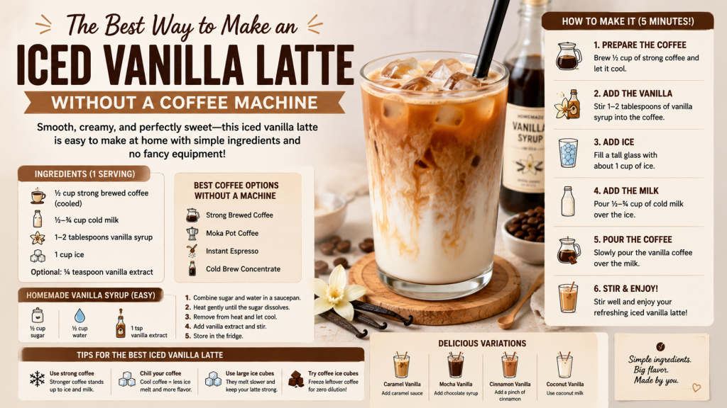 The Best Way to Make an Iced Vanilla Latte Without a Coffee Machine